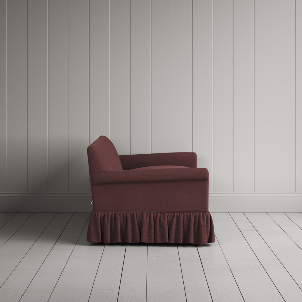Side Profile of Curtain Call 2 Seater Sofa in Laidback Linen Damson