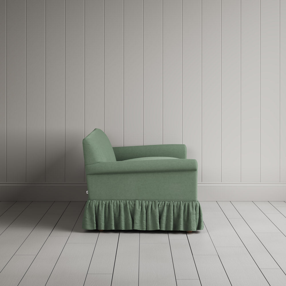 Side profile of Curtain Call 2 Seater Sofa in Laidback Linen Moss