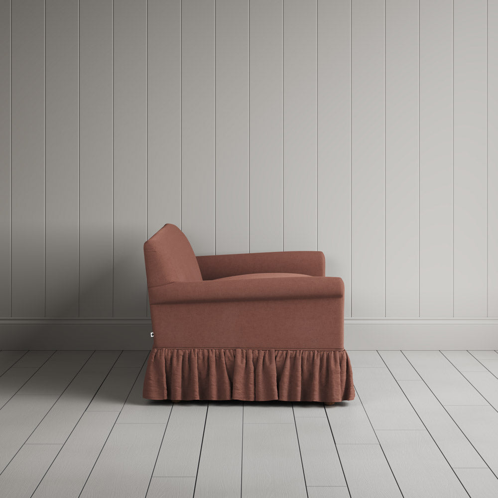 Side Profile of Curtain Call 2 Seater Sofa in Laidback Linen Sweet Briar