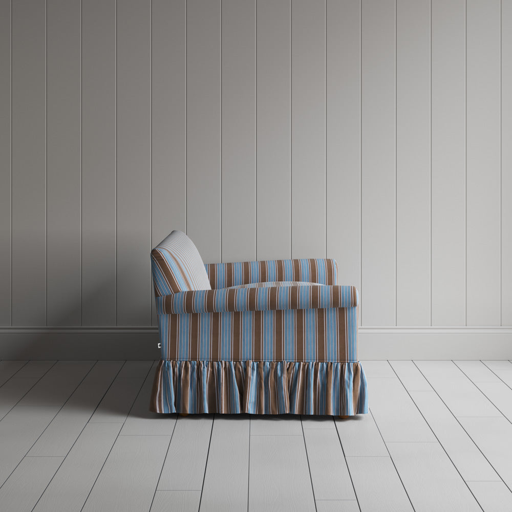 Side View of Curtain Call 2 Seater Sofa in Regatta Cotton, Blue