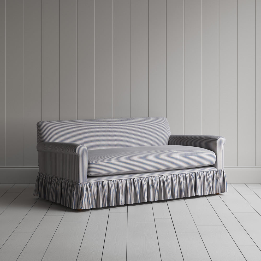 Curtain Call 2 Seater Sofa in Ticking Cotton, Blue Brown