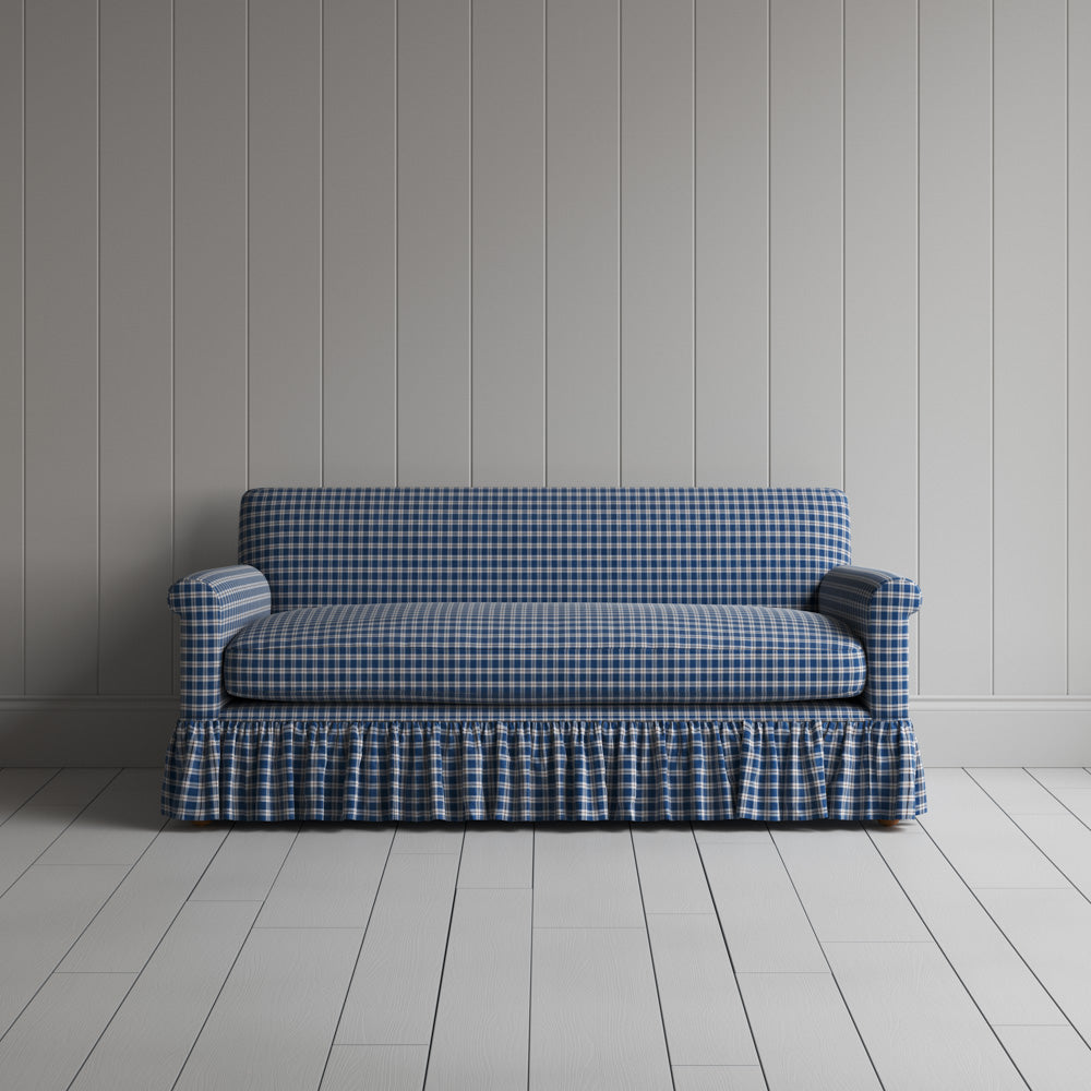 Curtain Call 2 Seater Sofa in Well Plaid Cotton, Blue Brown Front View