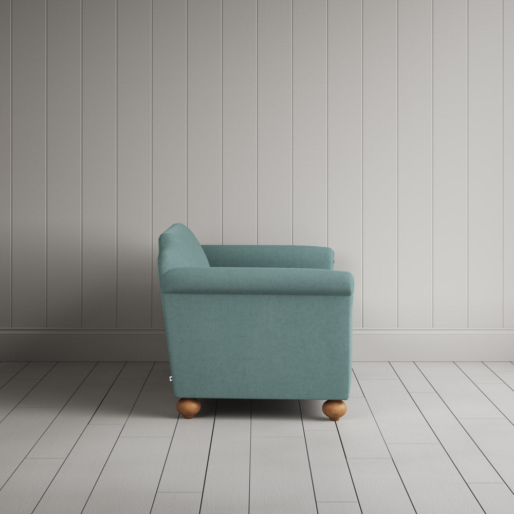 Side profile of Dolittle 2 Seater Sofa in Laidback Linen Cerulean