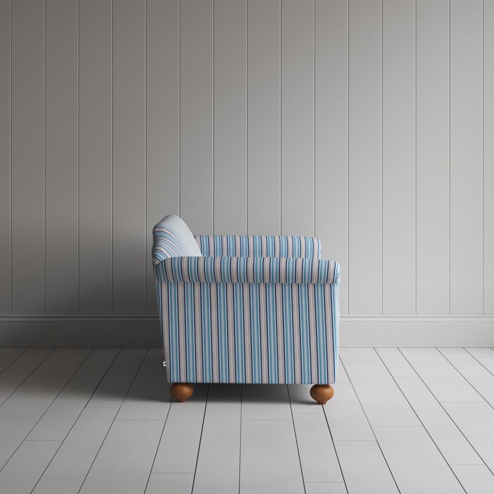 Side View of Dolittle 2 Seater Sofa in Slow Lane Cotton Linen, Blue