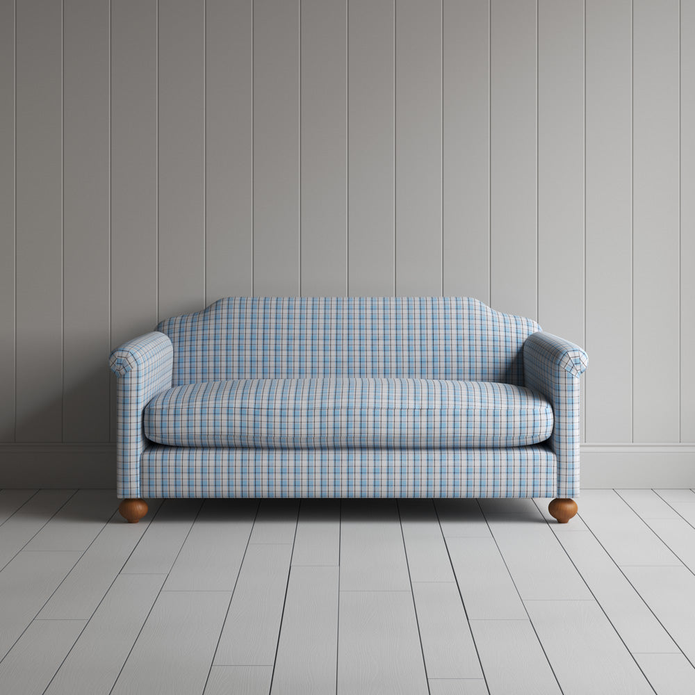 Front view of Dolittle 2 Seater Sofa in Square Deal Cotton, Blue Brown