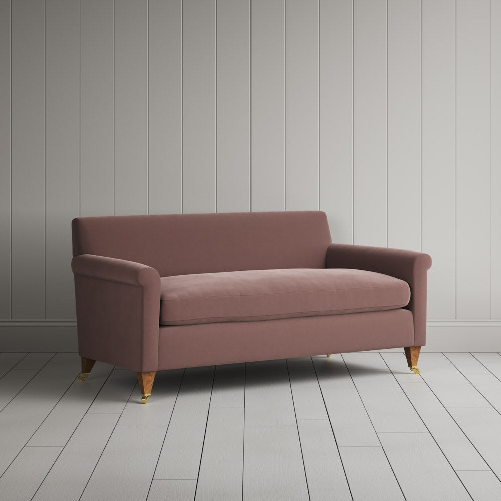 Idler 2 Seater Sofa in Intelligent Velvet Dusky Pink angled view by NiX