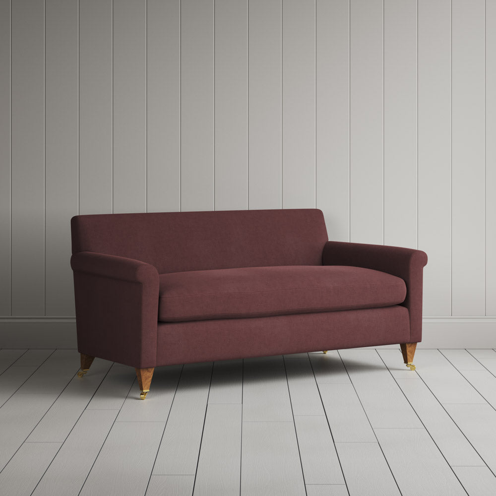 Idler 2 Seater Sofa in Laidback Linen Damson angled view