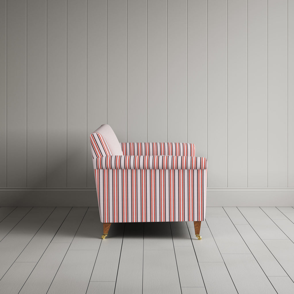 Side View of Idler 2 Seater Sofa in Slow Lane Cotton Linen, Berry