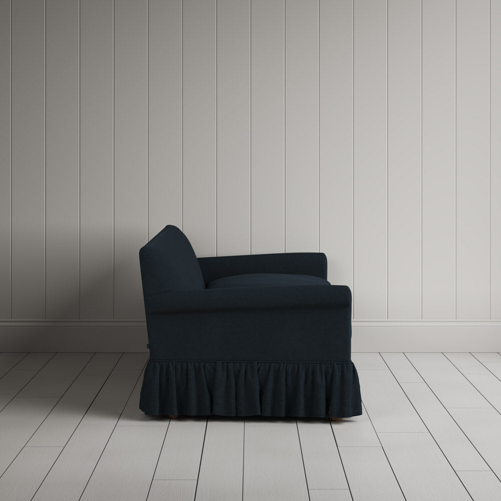 Side View of Black Curtain Call 3 Seater Sofa in Laidback Linen