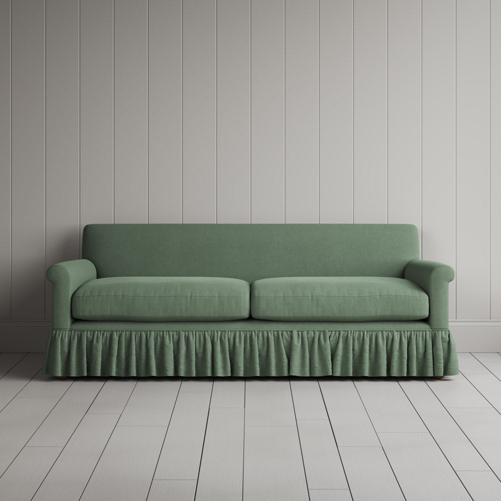 Front View of Curtain Call 3 Seater Sofa in Laidback Linen Moss