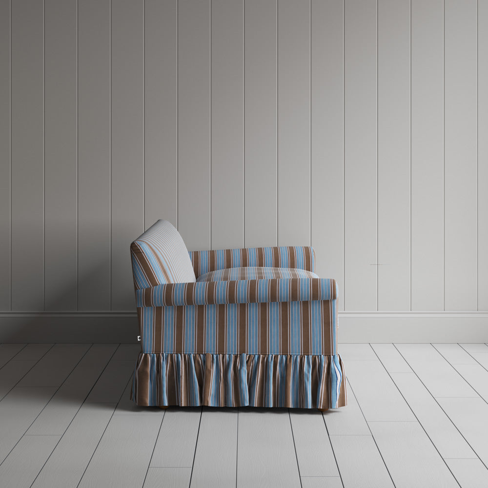 Side View of Curtain Call 3 Seater Sofa in Regatta Cotton, Blue