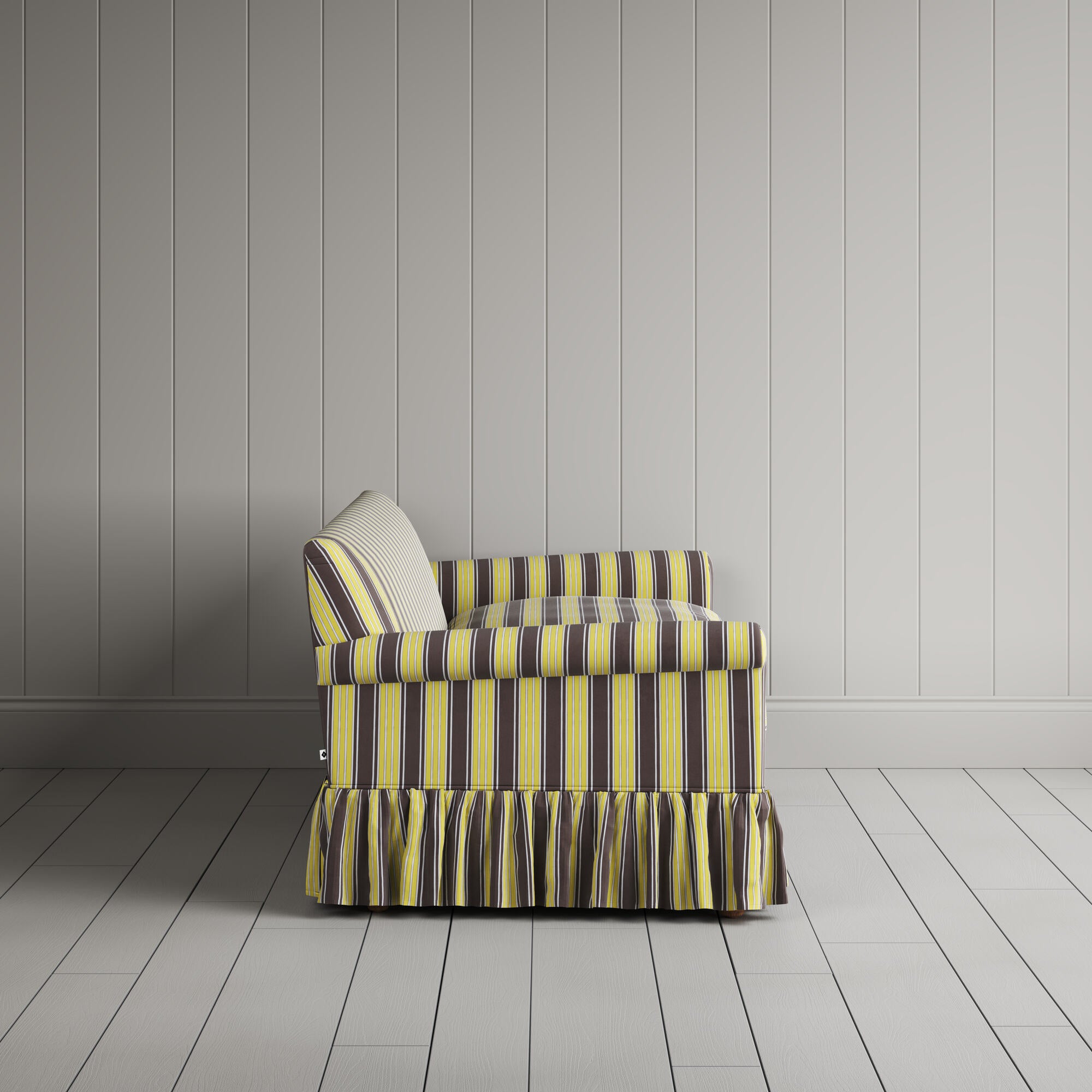 Side View of Curtain Call 3 Seater Sofa in Regatta Cotton, Custard