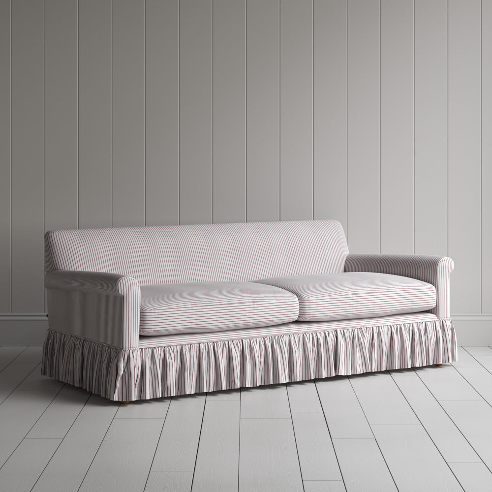 Curtain Call 3 Seater Sofa in Ticking Cotton, Berry