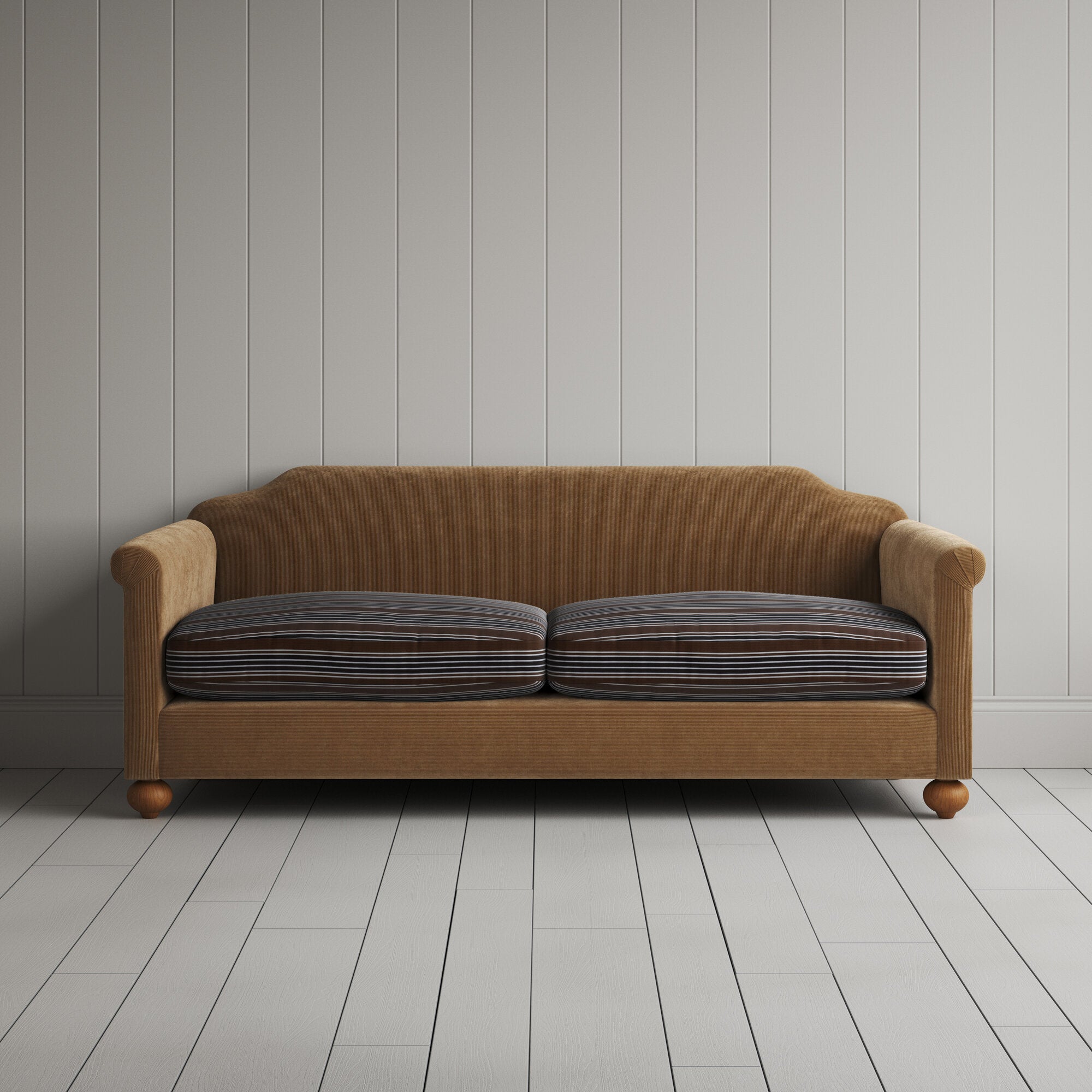 Dolittle 3 seater sofa in Classic Corduroy Stone Beige Frame and Regatta Cotton Charcoal Seat