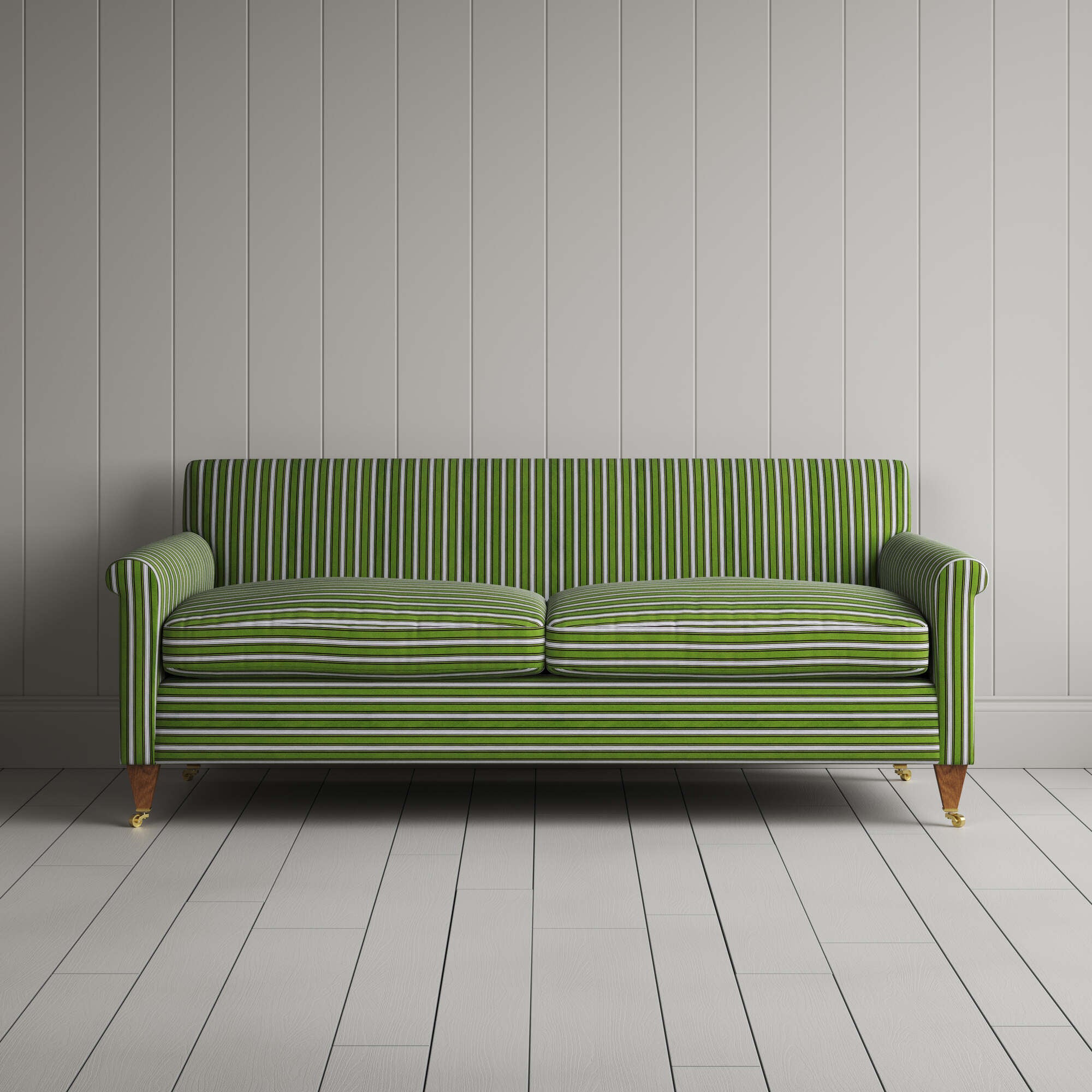Idler 3 Seater Sofa in Colonnade Cotton, Green and Wine