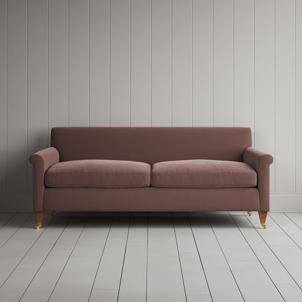 Front view of Idler 3 Seater Sofa in Intelligent Velvet Dusky Pink