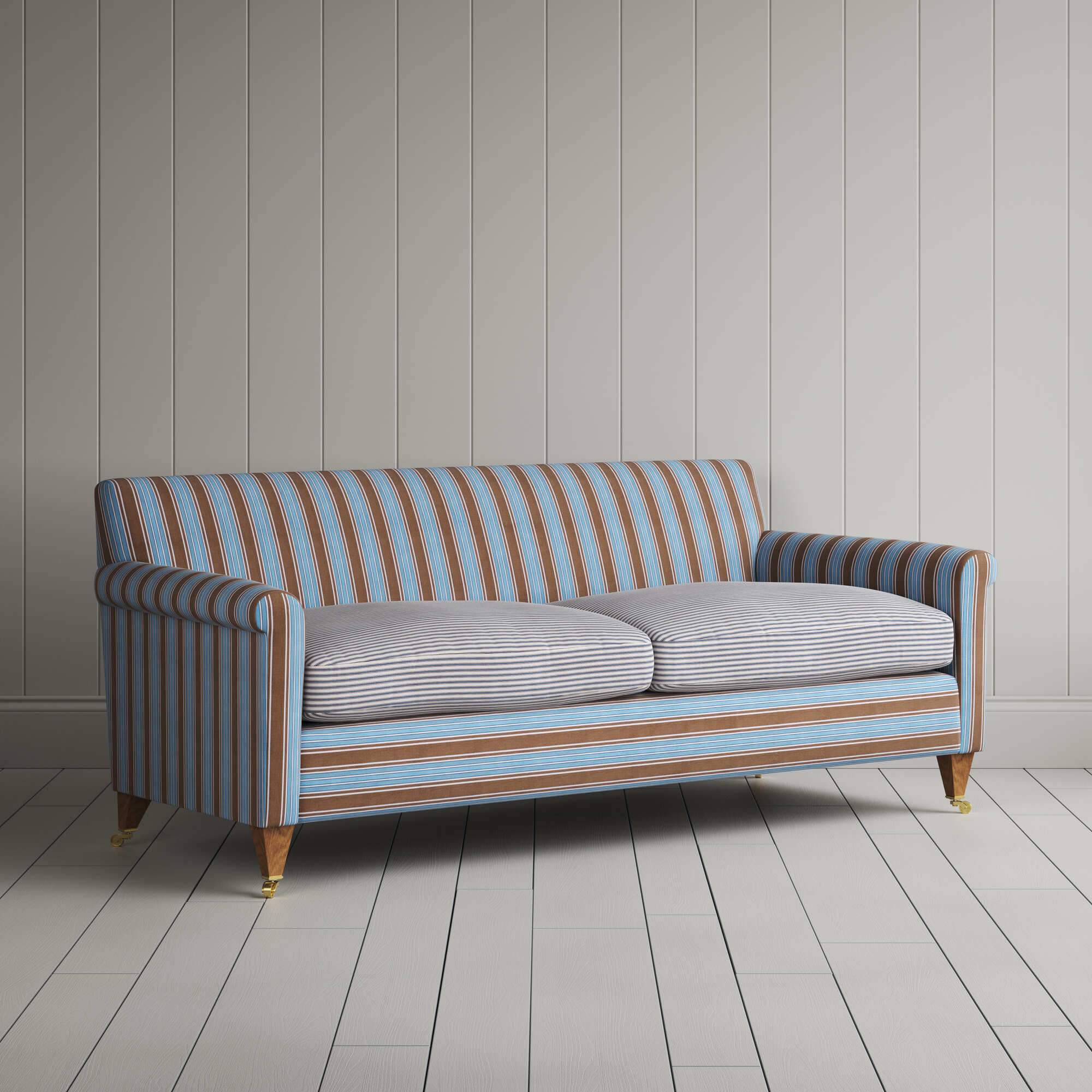 Angled view of the Regatta Blue Idler sofa by NiX