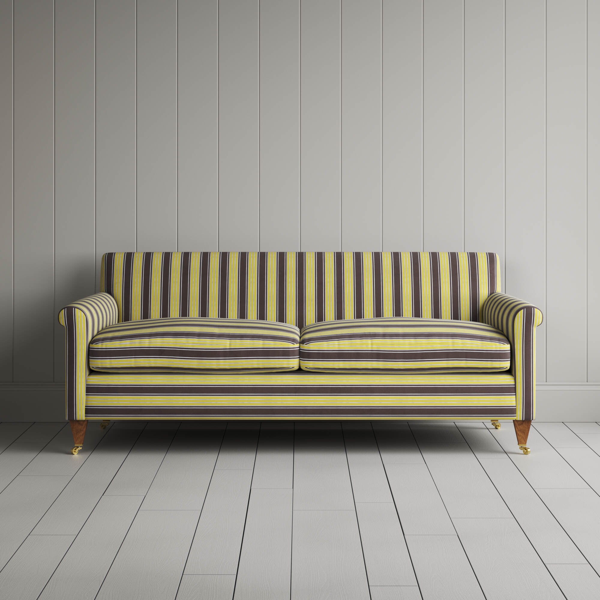 Front View of Idler 3 Seater Sofa in Regatta Cotton, Custard