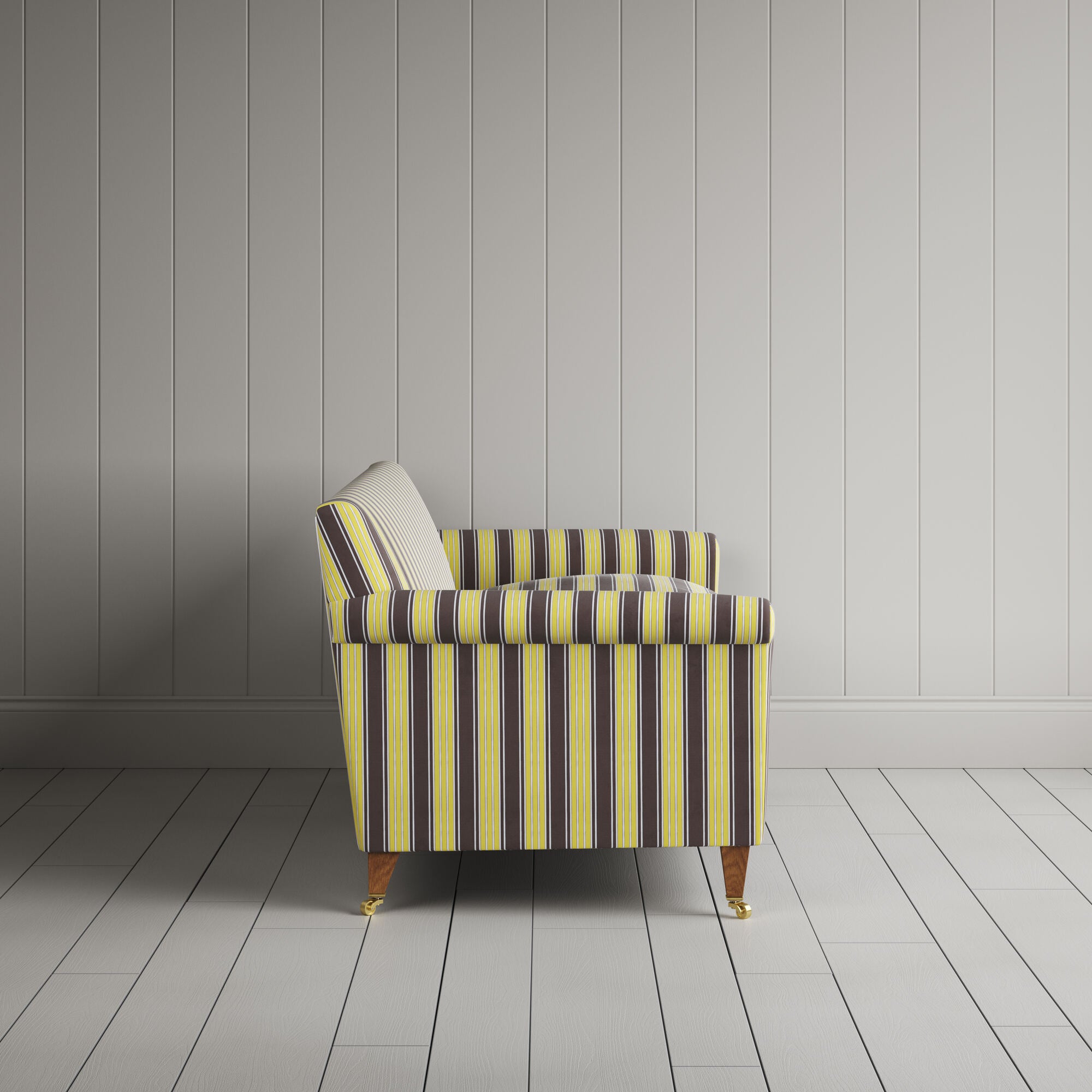 Side View of Idler 3 Seater Sofa in Regatta Cotton, Custard