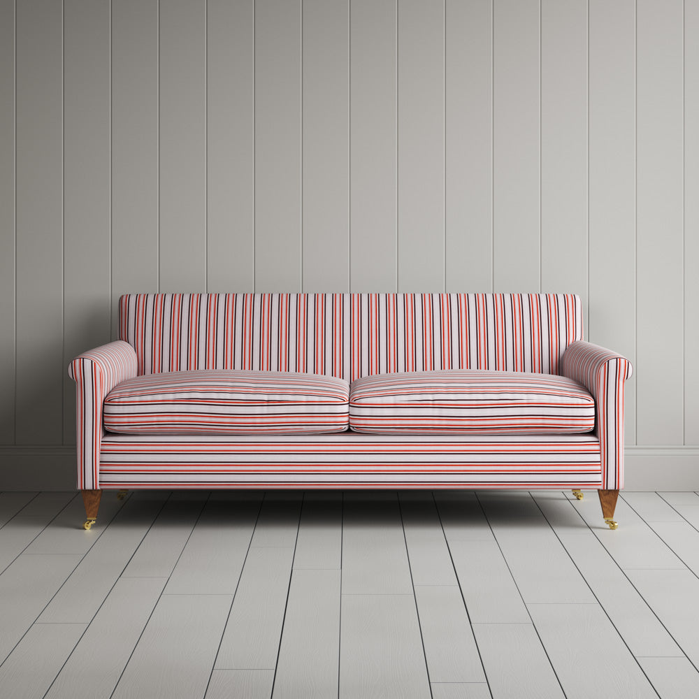 Front view of Idler 3 Seater Sofa in Slow Lane Cotton Linen, Berry