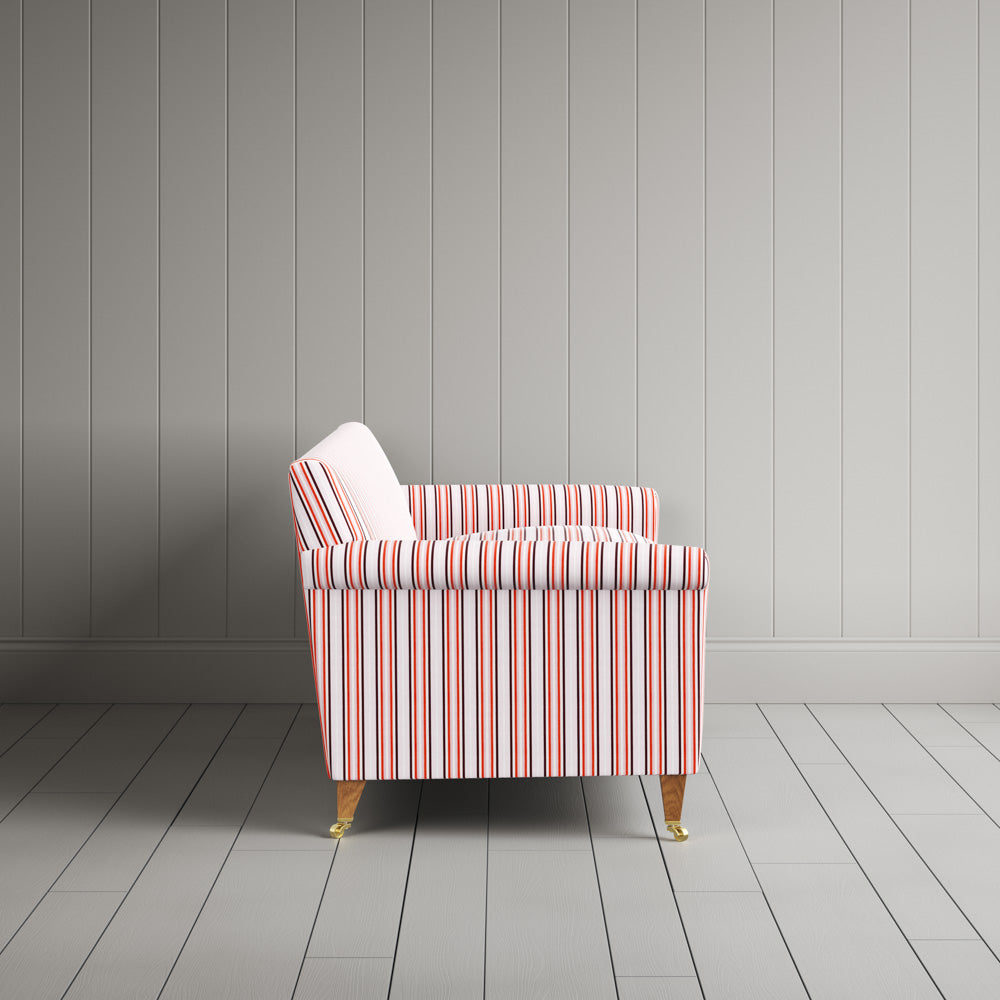 Side profile of Idler 3 Seater Sofa in Slow Lane Cotton Linen, Berry