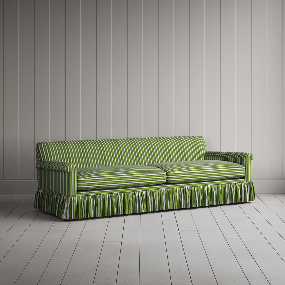 Curtain Call 4 Seater Sofa in Colonnade Cotton, Green and Wine