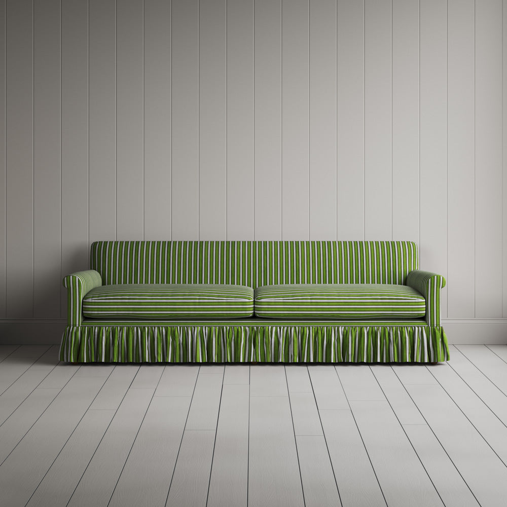 Curtain Call 4 Seater Sofa in Colonnade Cotton, Green and Wine