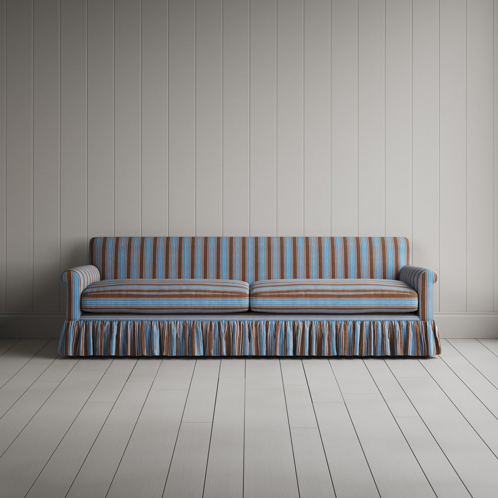 Front View of Curtain Call 4 Seater Sofa in Regatta Cotton, Blue
