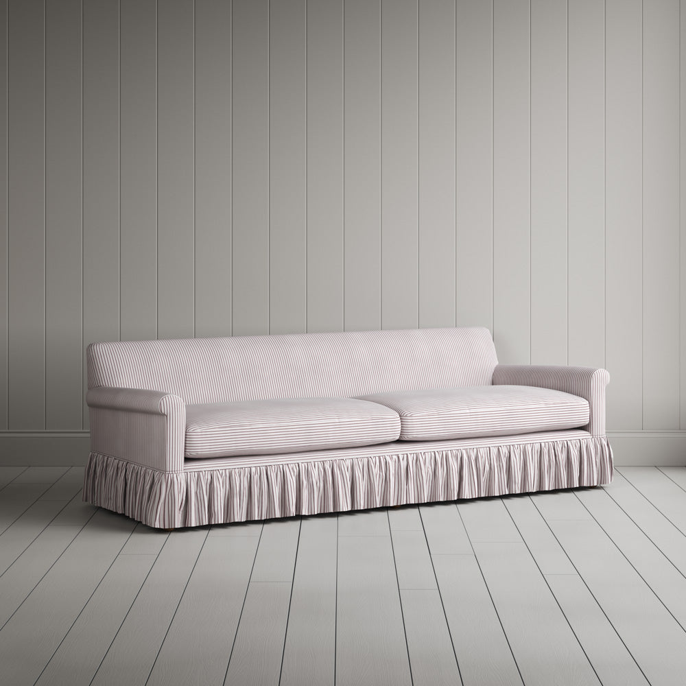 Curtain Call 4 Seater Sofa in Ticking Cotton, Berry