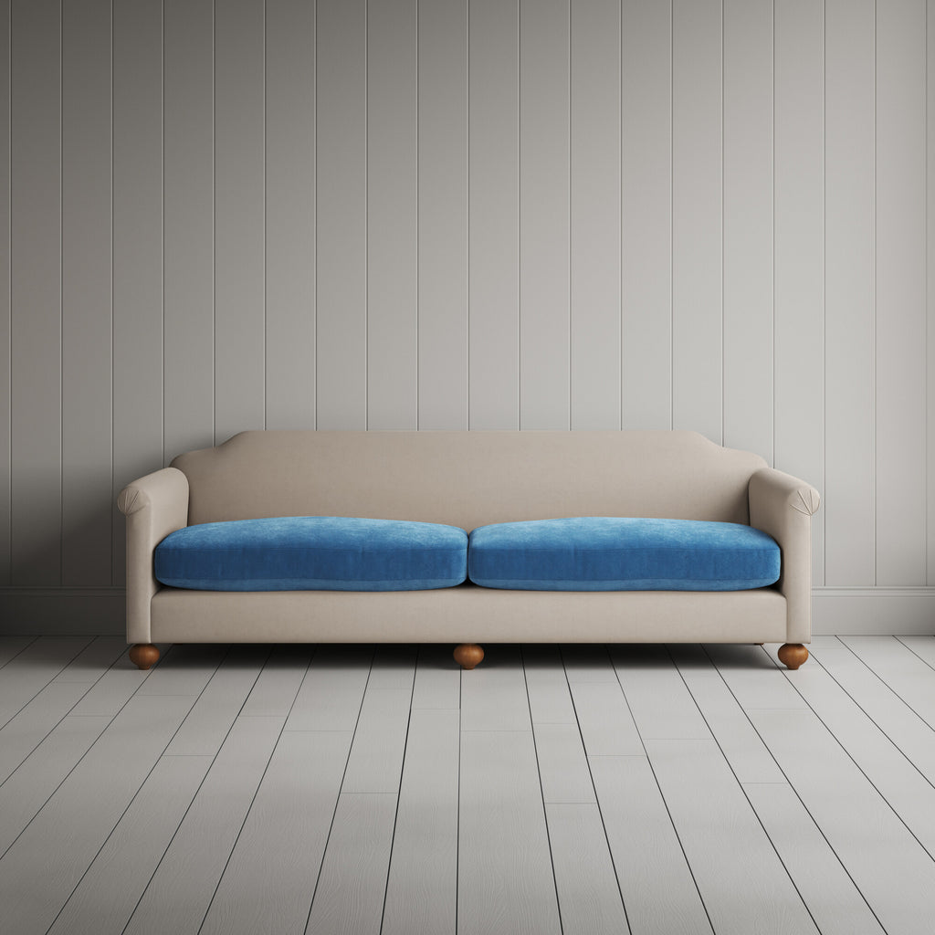Dolittle 4 seater sofa in Laidback Linen Dove Frame and Classic Corduroy Harbour Blue Seat