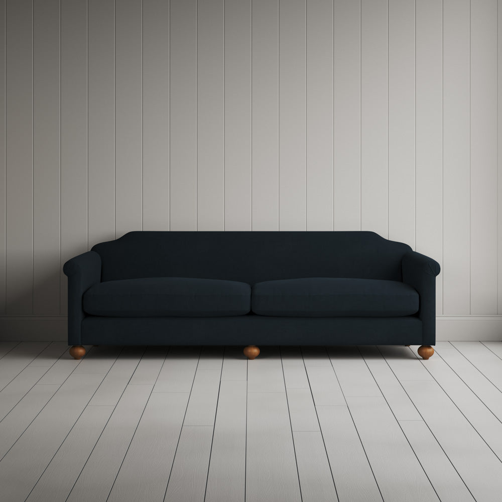 Front View of Black 4 seater Sofa in Laidback Linen