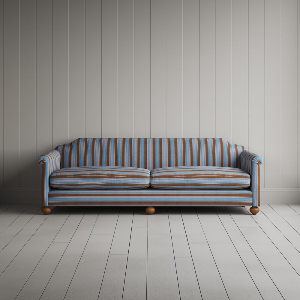 Front Profile of Dolittle 4 Seater Sofa in Regatta Cotton, Blue