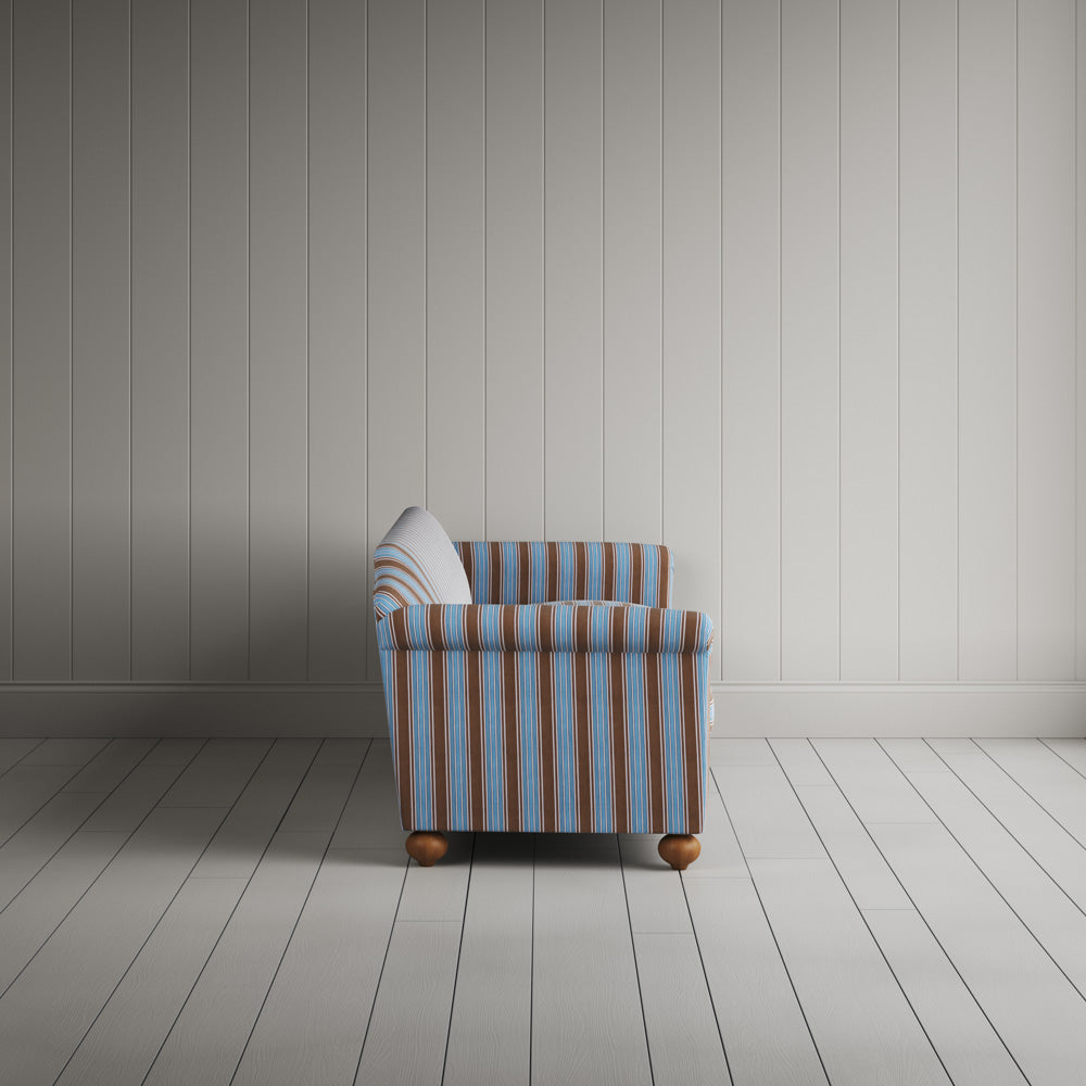 Side Profile of Dolittle 4 Seater Sofa in Regatta Cotton, Blue