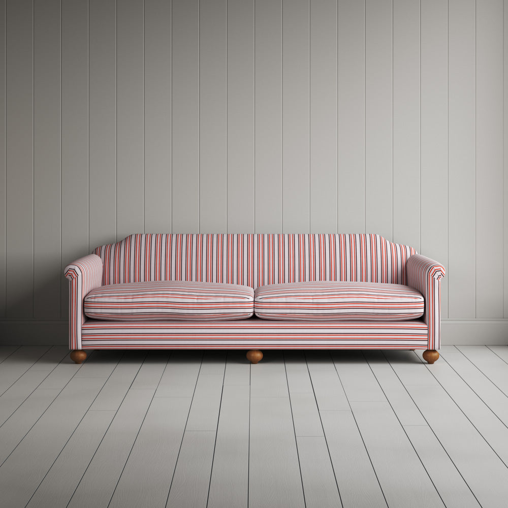 Front Profile of Dolittle 4 Seater Sofa in Slow Lane Cotton Linen, Berry
