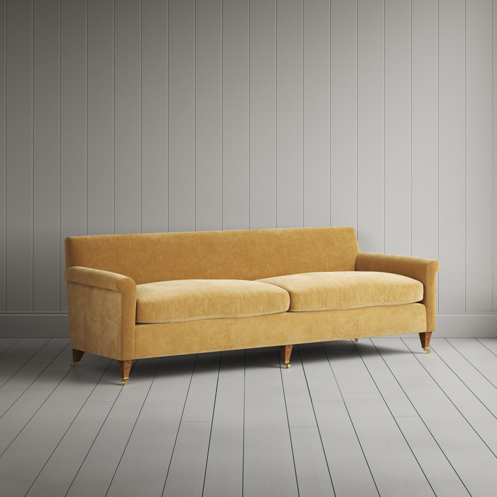 Idler 4 seater sofa in classic corduroy wheat, angled view by NiX.