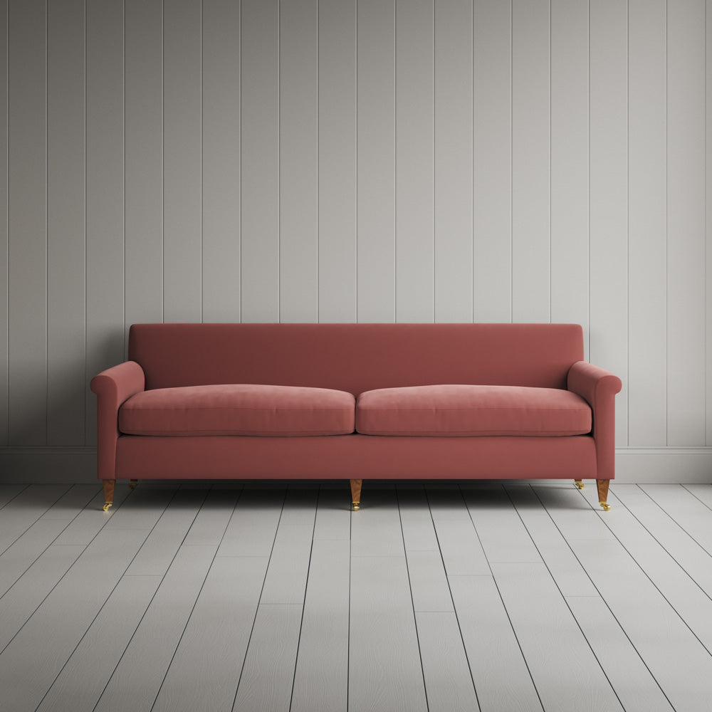 Front view of Idler 4 seater sofa in Intelligent Velvet Damson