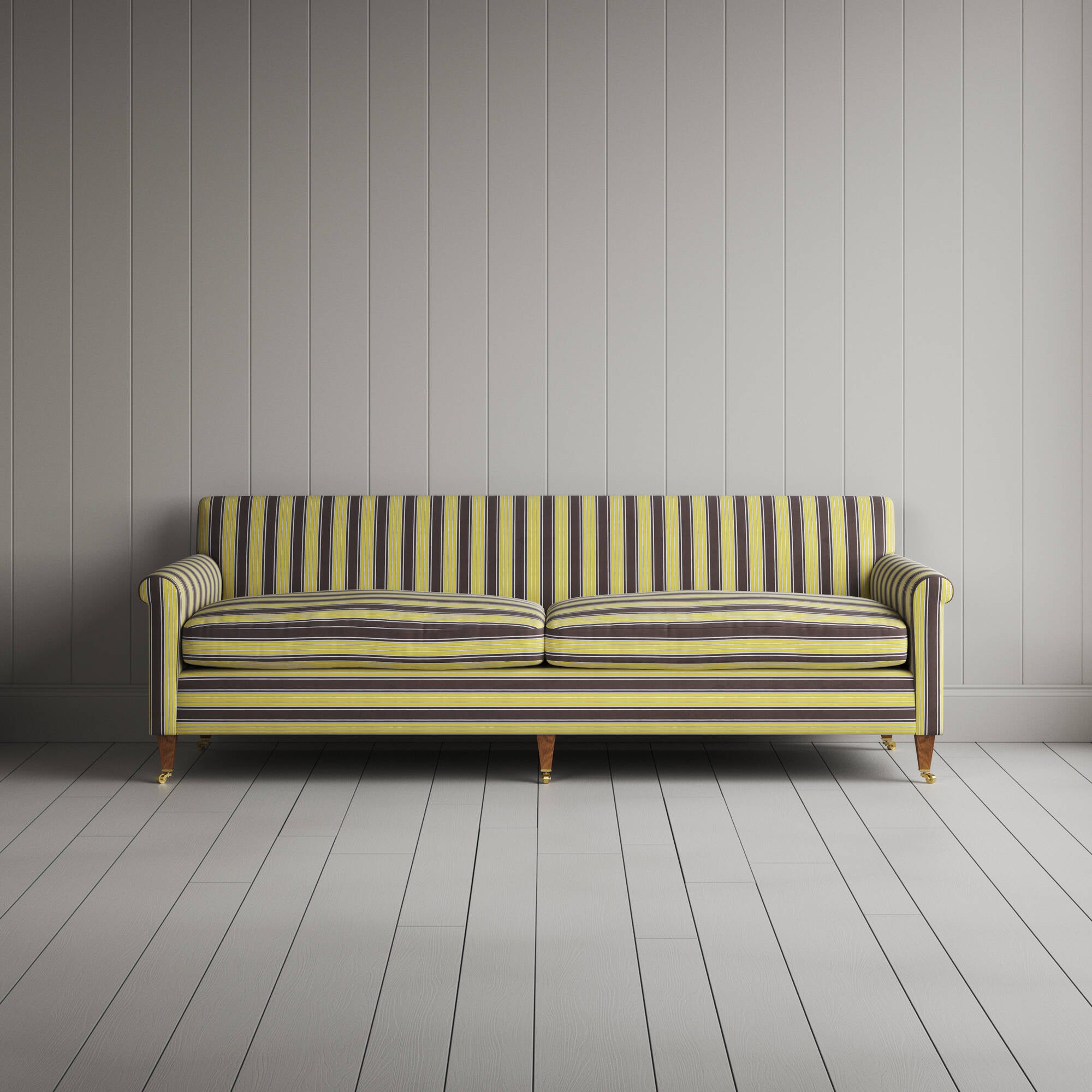Front View of Idler 4 Seater Sofa in Regatta Cotton, Custard