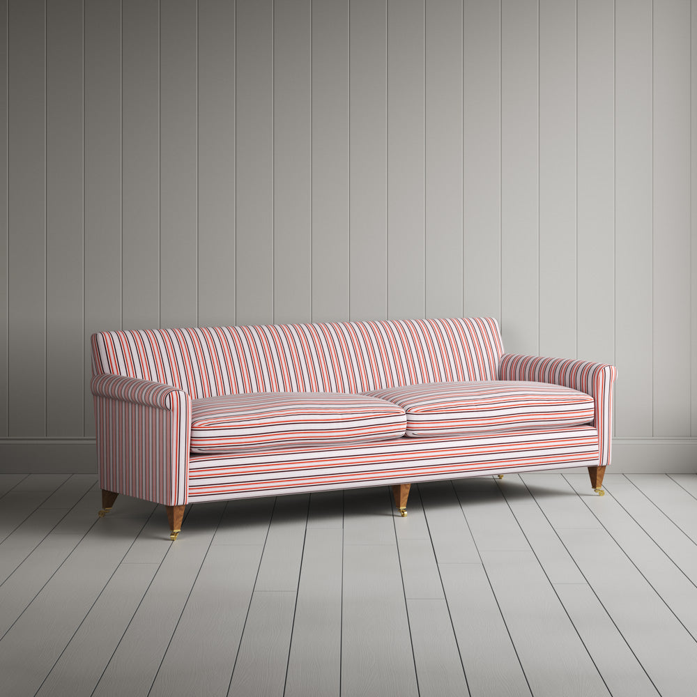 Idler 4 Seater Sofa in Slow Lane Cotton Linen, Berry