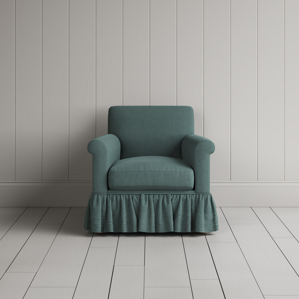 Front View of Curtain Call Armchair in Laidback Linen Mineral