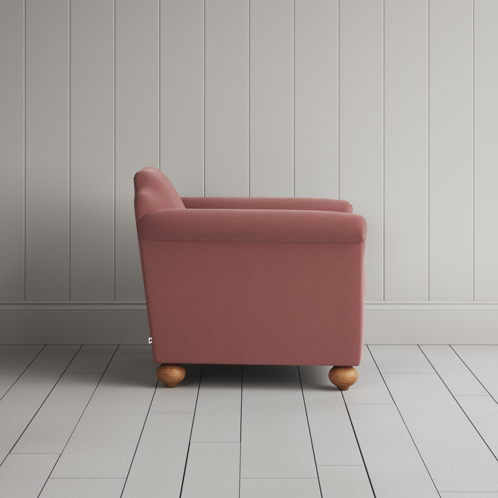 Side View of Dolittle Armchair in Intelligent Velvet Rose
