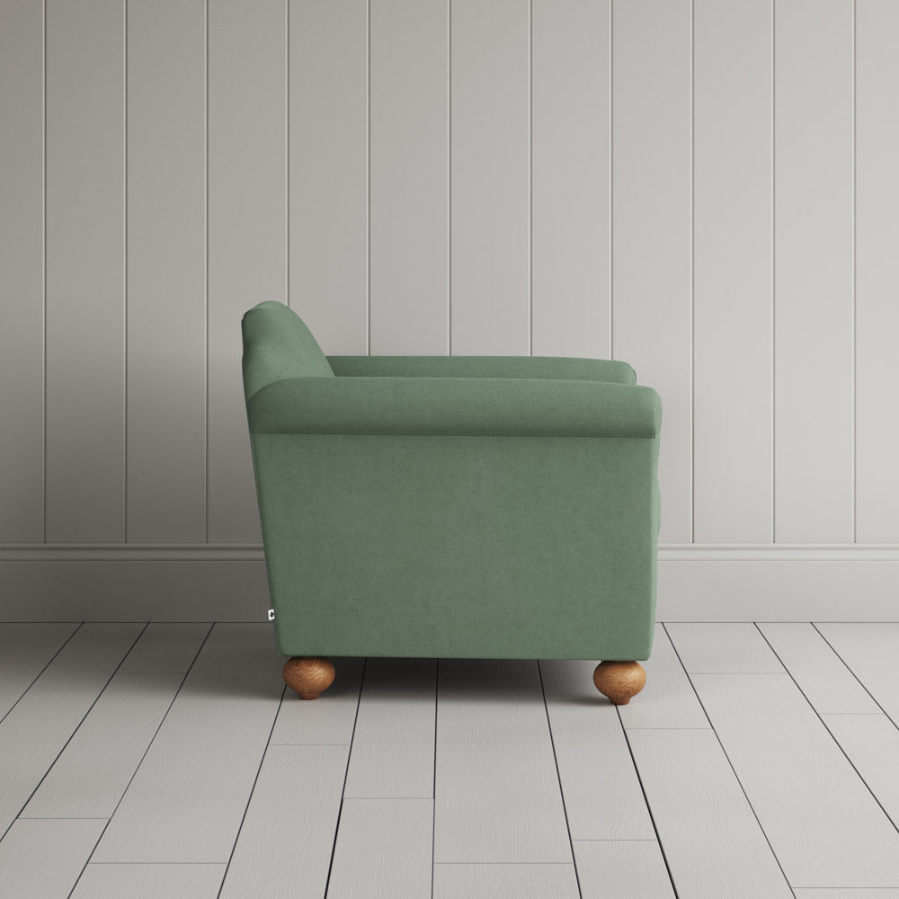 Side View of Dolittle Armchair in Laidback Linen Moss