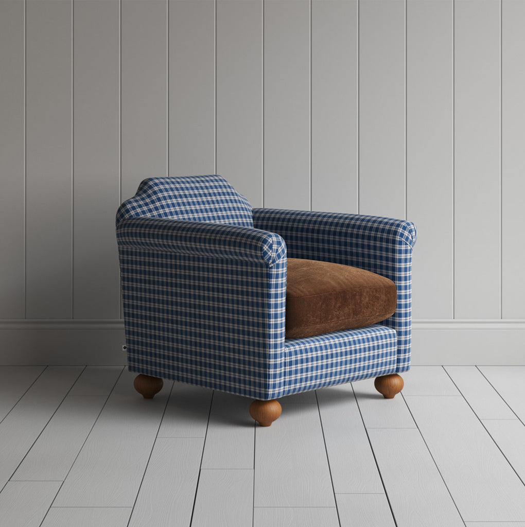Dolittle Armchair in Well Plaid Frame and Classic Corduroy Tobacco Seat