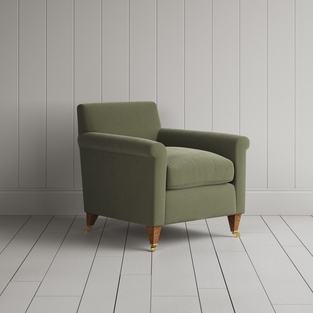 Idler Armchair in Intelligent Velvet Green Tea
