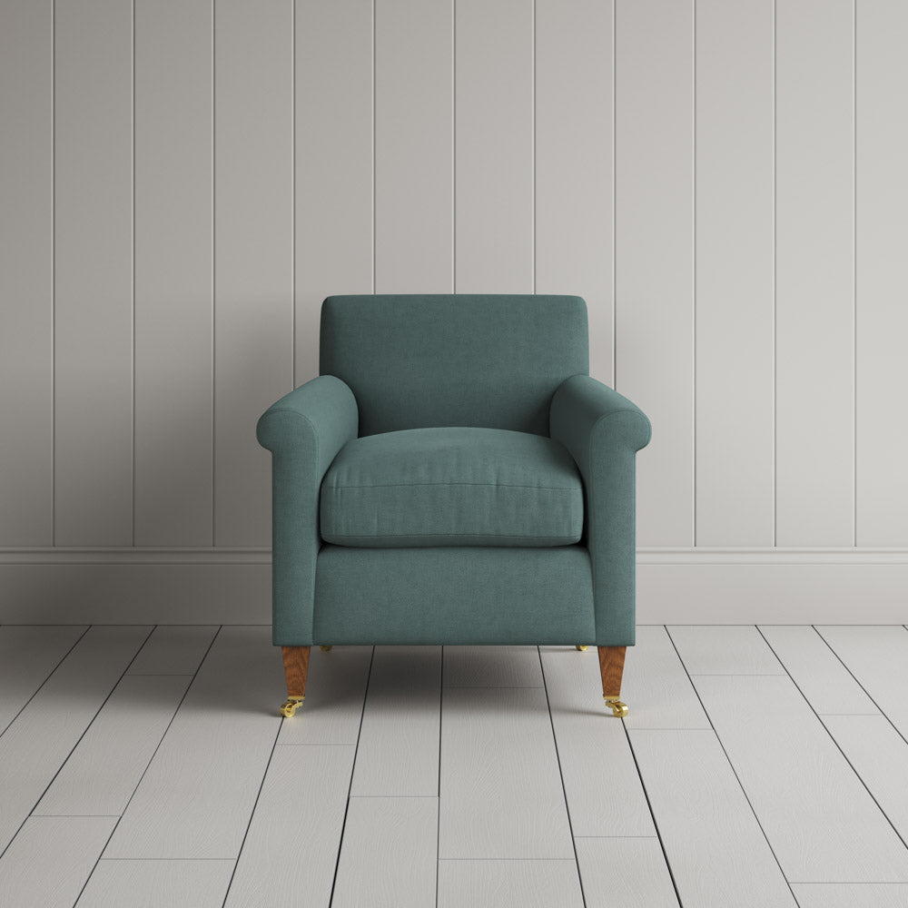 Front View of Idler Armchair in Laidback Linen Mineral