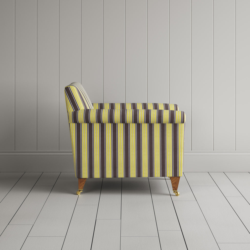 Idler Armchair in Regatta Cotton, Custard side profile