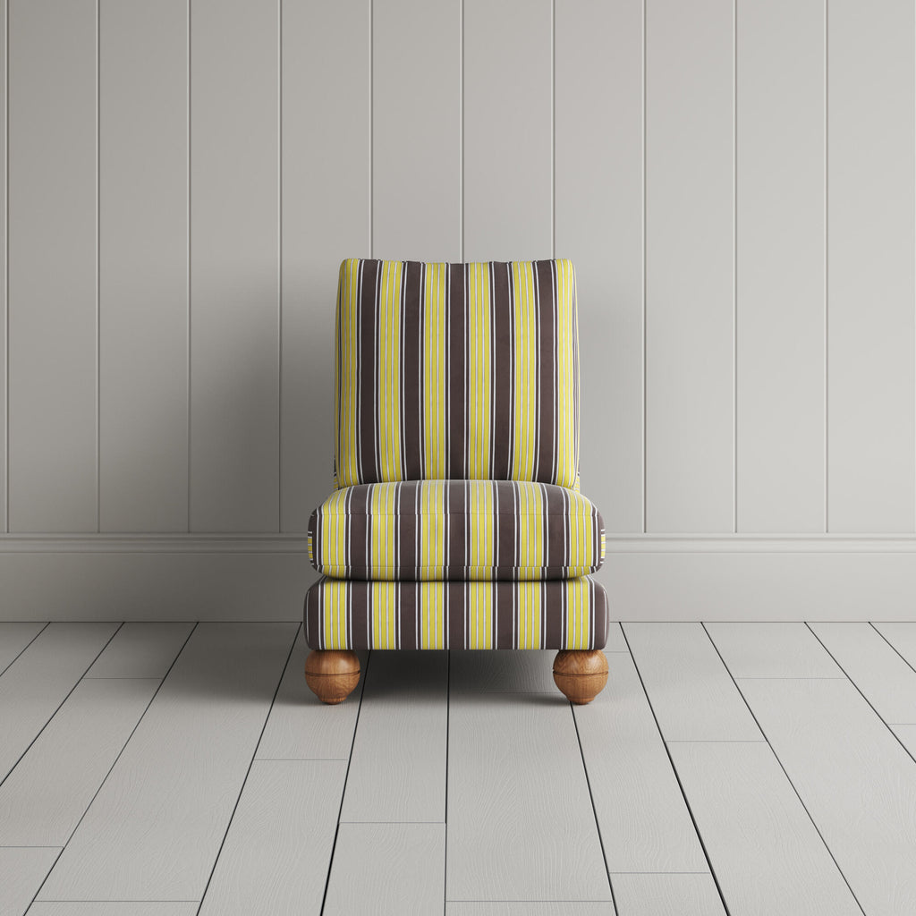 Front View of Perch Slipper Armchair in Regatta Cotton, Custard