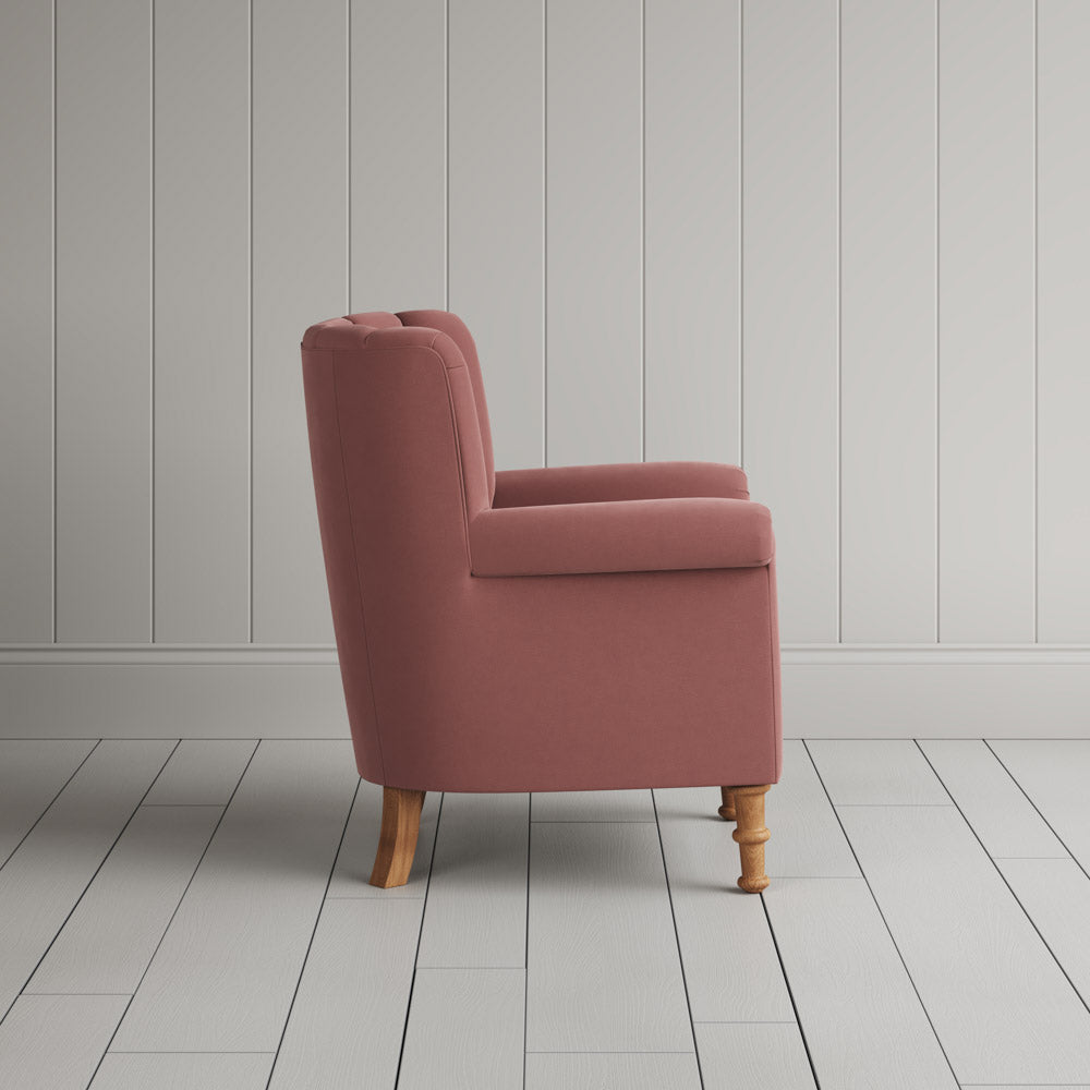Time Out Armchair in intelligent velvet rose, side view by NiX.