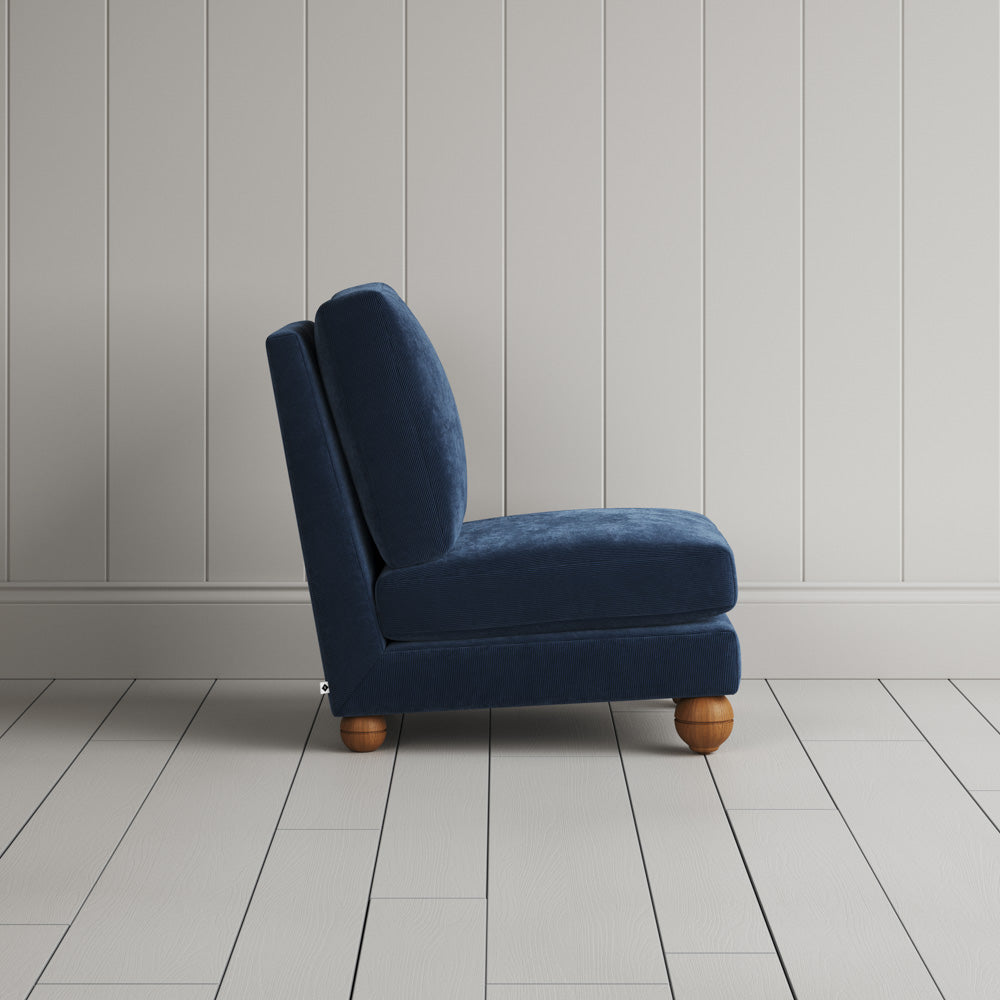 Perch Armchair classic corduroy twilight blue, side view by NiX.