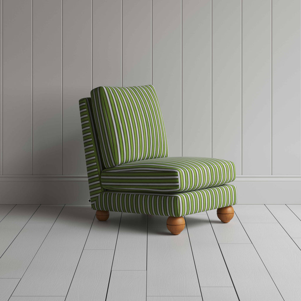 Perch Slipper Armchair in Colonnade Cotton, Green and Wine - NiX By Nicola Harding & Co.