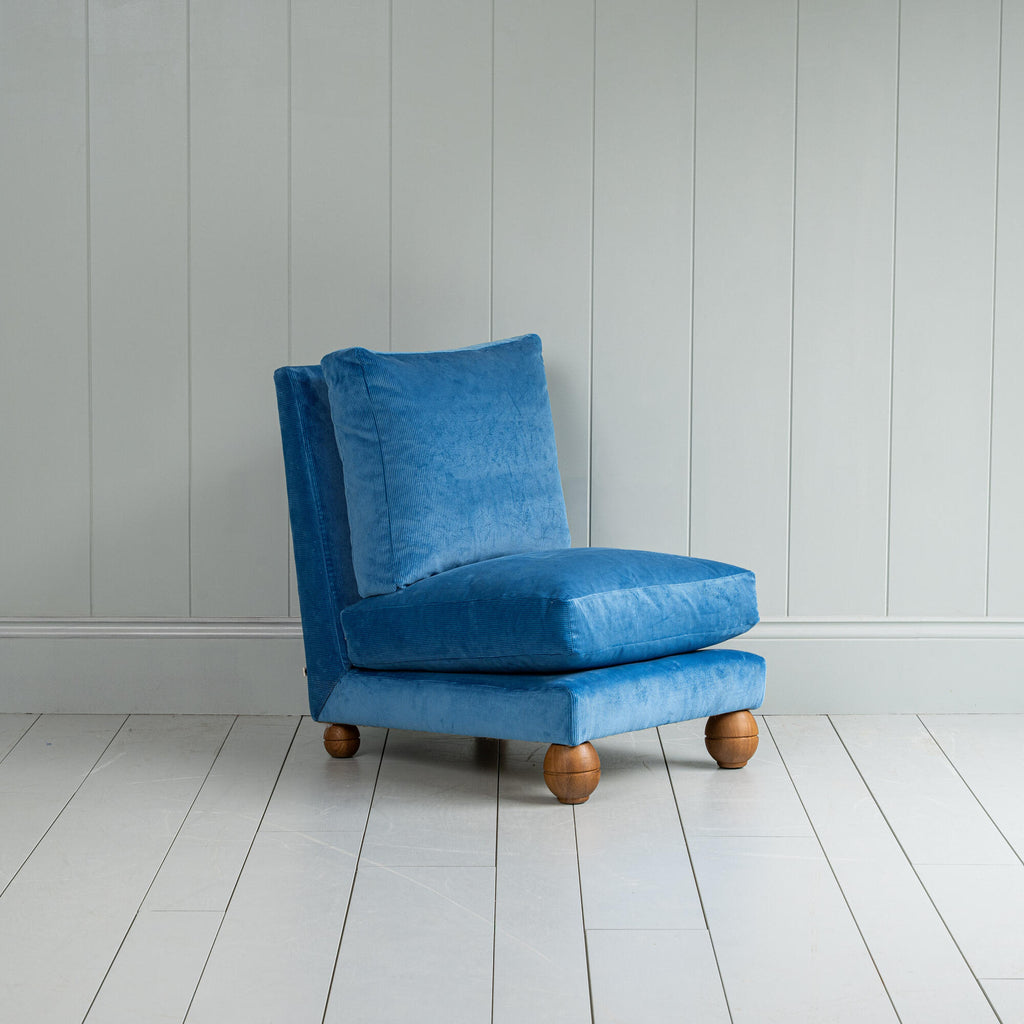 Perch Slipper Armchair in Classic Corduroy Harbour Blue